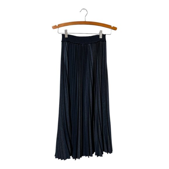 Anne Fontaine Pleated Skirt Size Small Chambray Blue Broomstick Elastic Waist - Picture 1 of 5